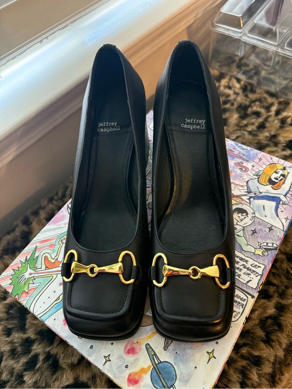 Jeffrey Campbell 'The Planet' black leather pumps